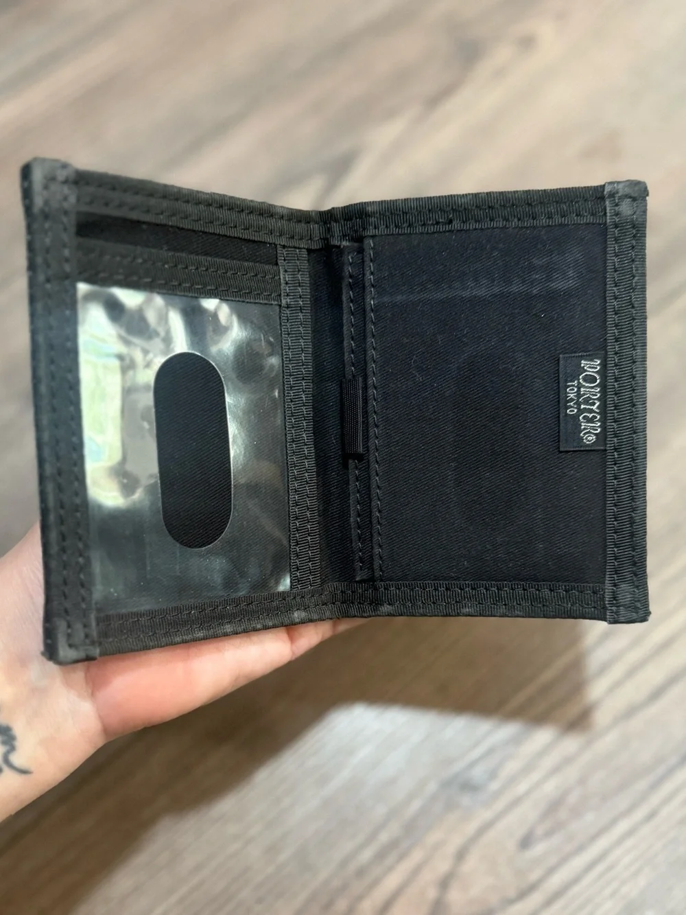 Porter Yoshida Tokyo Drawing Wallet Black Striped Canvas Card Holder Japan